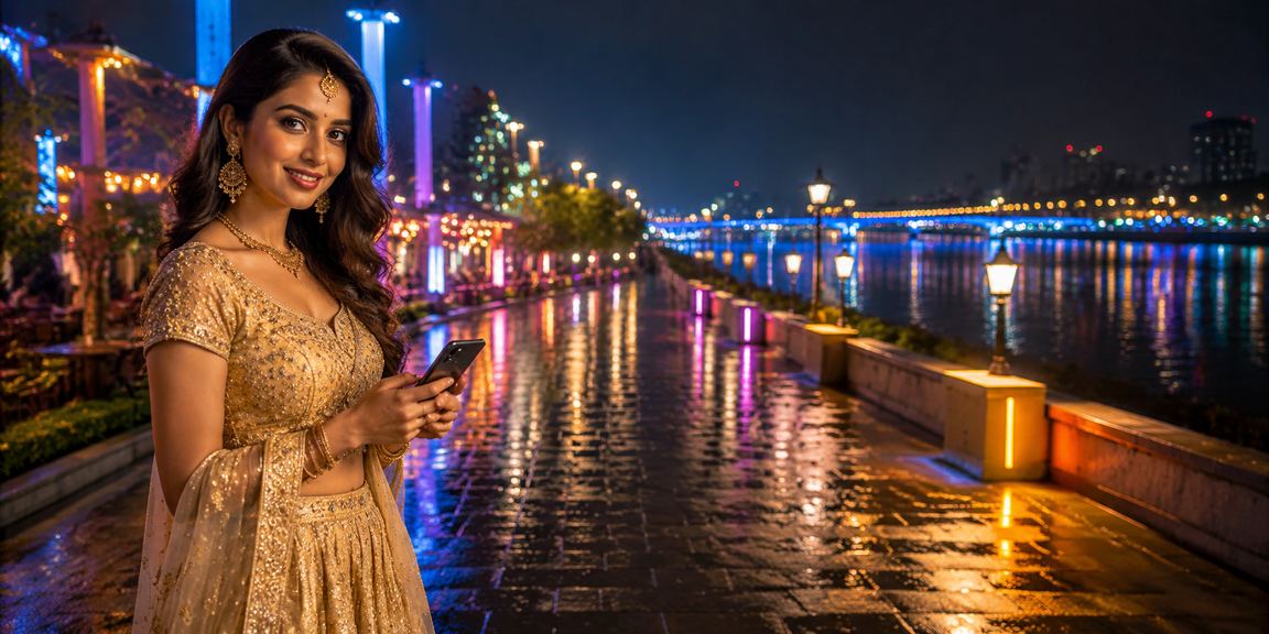 Players enjoying mobile rummy at Ahmedabad riverfront